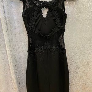 Black Mesh and Lace Rhinestones dress